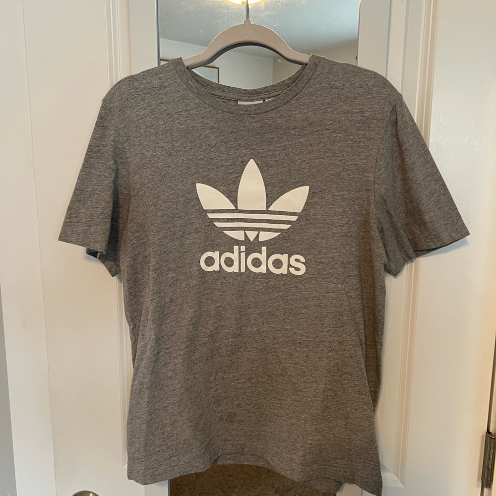 Adidas Heather Gray Tee with White Logo